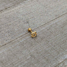 Load image into Gallery viewer, 16G 1/4 Blue Gem Gold Tone Lacy Rhombus Cartilage Tragus Earring
