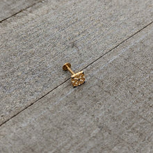 Load image into Gallery viewer, 16G 5/16 Blue Gem Gold Tone Lacy Rhombus Labret Monroe Tragus