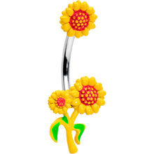 Load image into Gallery viewer, Happy Sunflower Trio Double Mount Belly Ring