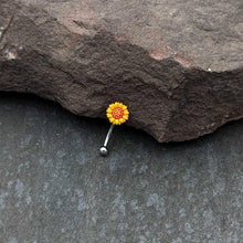 Load image into Gallery viewer, 16G 5/16 Happy Sunflower Yellow Curved Eyebrow Ring