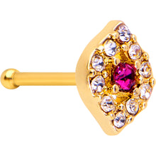 Load image into Gallery viewer, 20G 1/4 Clear Pink Gem Gold Tone Open Eye Nose Bone