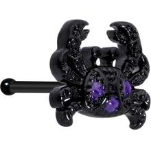 Load image into Gallery viewer, 20G 1/4 Purple Gem Black Chic Crab Nose Bone
