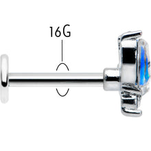 Load image into Gallery viewer, 16G 5/16 Blue Synthetic Opal Style Flower Labret Monroe Tragus