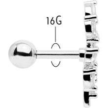 Load image into Gallery viewer, 16G 1/4 Clear CZ Gem Flower And Vine Cartilage Tragus Earring