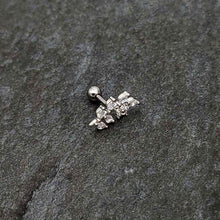 Load image into Gallery viewer, 16G 1/4 Clear CZ Gem Flower And Vine Cartilage Tragus Earring