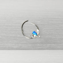 Load image into Gallery viewer, 16G 3/8 Blue Faux Opal Style Flower Hinged Segment Ring