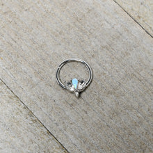 Load image into Gallery viewer, 16G 3/8 White Faux Opal Style Flower Hinged Segment Ring