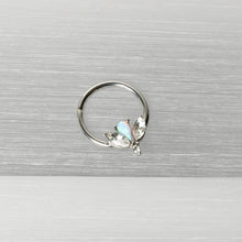 Load image into Gallery viewer, 16G 3/8 White Faux Opal Style Flower Hinged Segment Ring