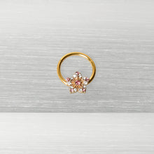 将图片加载到图库查看器,16G 3/8 Pink Clear Gem Gold Tone Texture Star Hinged Segment Ring
