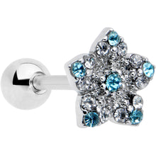 Load image into Gallery viewer, 16G 1/4 Blue Clear Gem Opulent Flower Cartilage Tragus Earring