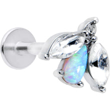 Load image into Gallery viewer, 16G 5/16 White Synthetic Opal Flower Labret Monroe Tragus
