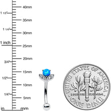 Load image into Gallery viewer, 16G 5/16 Clear Gem Blue Faux Opal Style Flower Curved Eyebrow Ring