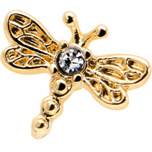 Load image into Gallery viewer, 16G 5/16 Clear Gem Gold Hue Flying Dragonfly Labret Monroe Tragus