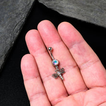 Load image into Gallery viewer, Aurora Gem Ornate Dragonfly Dangle Belly Ring