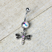 Load image into Gallery viewer, Aurora Gem Ornate Dragonfly Dangle Belly Ring