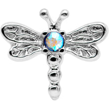Load image into Gallery viewer, 20G 7mm Aurora Gem Ornate Dragonfly L Shape Nose Ring