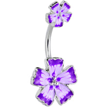 将图片加载到图库查看器,Purple Flower Textured Center Double Mount Belly Ring