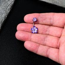 将图片加载到图库查看器,Purple Flower Textured Center Double Mount Belly Ring