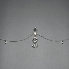Load image into Gallery viewer, Clear Aurora Gem Southwest Dreamcatcher Dangle Belly Ring Belly Chain
