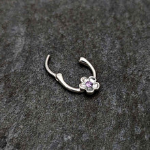 Load image into Gallery viewer, 16G 5/16 Purple Gem Sweetheart Flower Cartilage Clicker