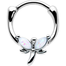 Load image into Gallery viewer, 16G 5/16 White Faux Opal Simple Style Dragonfly Cartilage Clicker