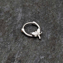 Load image into Gallery viewer, 16G 5/16 White Faux Opal Simple Style Dragonfly Cartilage Clicker