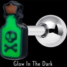 Load image into Gallery viewer, 16G 1/4 Poison Green Bottle Glow in the Dark Cartilage Earring