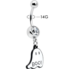 Load image into Gallery viewer, Clear Gem White Ghost Glow in the Dark Halloween Dangle Belly Ring