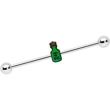 Load image into Gallery viewer, 14G Poison Green Bottle Glow in the Dark Industrial Barbell 38mm