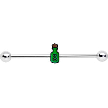 Load image into Gallery viewer, 14G Poison Green Bottle Glow in the Dark Industrial Barbell 38mm