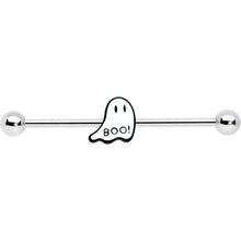 Load image into Gallery viewer, 14G Halloween White Ghost Glow in the Dark Industrial Barbell 38mm