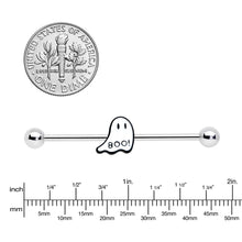 Load image into Gallery viewer, 14G Halloween White Ghost Glow in the Dark Industrial Barbell 38mm
