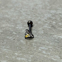 Load image into Gallery viewer, Clear Yellow Gem Black Butterfly Barbell Tongue Ring