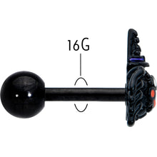 Load image into Gallery viewer, 16G 1/4 Black Halloween Witchy Smiling Spider Cartilage Earring