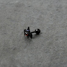 Load image into Gallery viewer, 16G 1/4 Black Halloween Witchy Smiling Spider Cartilage Earring
