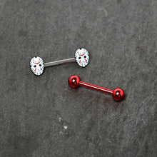 Load image into Gallery viewer, Officially Licensed Halloween Jason Mask Friday the 13th Nipple Ring Set