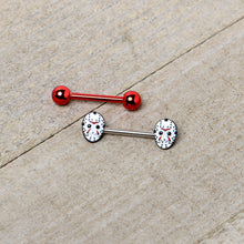 Load image into Gallery viewer, Officially Licensed Halloween Jason Mask Friday the 13th Nipple Ring Set