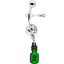 Load image into Gallery viewer, Clear Gem Green Poison Bottle Glow in the Dark Dangle Belly Ring