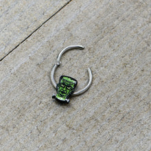 将图片加载到图库查看器,16G 3/8 Frankenstein Head Green Glow in Dark Hinged Segment Ring