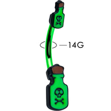 Load image into Gallery viewer, Green Poison Bottle Glow in the Dark Halloween Double Mount Belly Ring