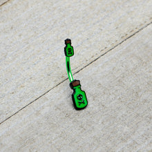 Load image into Gallery viewer, Green Poison Bottle Glow in the Dark Halloween Double Mount Belly Ring