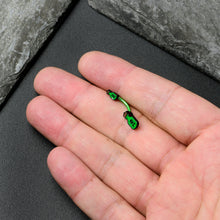 Load image into Gallery viewer, Green Poison Bottle Glow in the Dark Halloween Double Mount Belly Ring