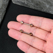 Load image into Gallery viewer, 14G 9/16 Autumn Acorn Face Brown Fall Barbell Nipple Ring Set