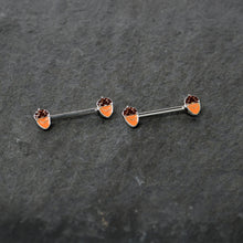 Load image into Gallery viewer, 14G 9/16 Autumn Acorn Brown Orange Barbell Nipple Ring Set