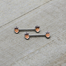 Load image into Gallery viewer, 14G 9/16 Autumn Acorn Brown Orange Barbell Nipple Ring Set