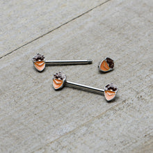 Load image into Gallery viewer, 14G 9/16 Autumn Acorn Brown Orange Barbell Nipple Ring Set
