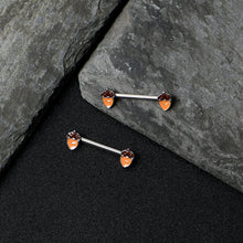 Load image into Gallery viewer, 14G 9/16 Autumn Acorn Brown Orange Barbell Nipple Ring Set