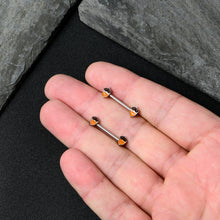 Load image into Gallery viewer, 14G 9/16 Autumn Acorn Brown Orange Barbell Nipple Ring Set