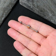 Load image into Gallery viewer, 14G Autumn Acorn Face Brown Fall Industrial Barbell 38mm