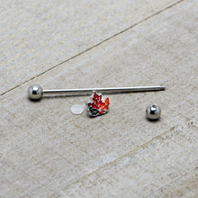 Load image into Gallery viewer, 14G Autumn Tricolor Red Maple Leaf Industrial Barbell 38mm